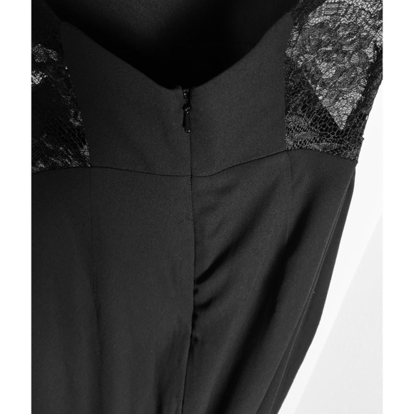 Womens Fame And Partners Chantilly Halter Floor Length Backless Black Lace Dress - Picture 10 of 13